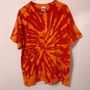 Custom bleach red and orange Gildan mens t-shirt